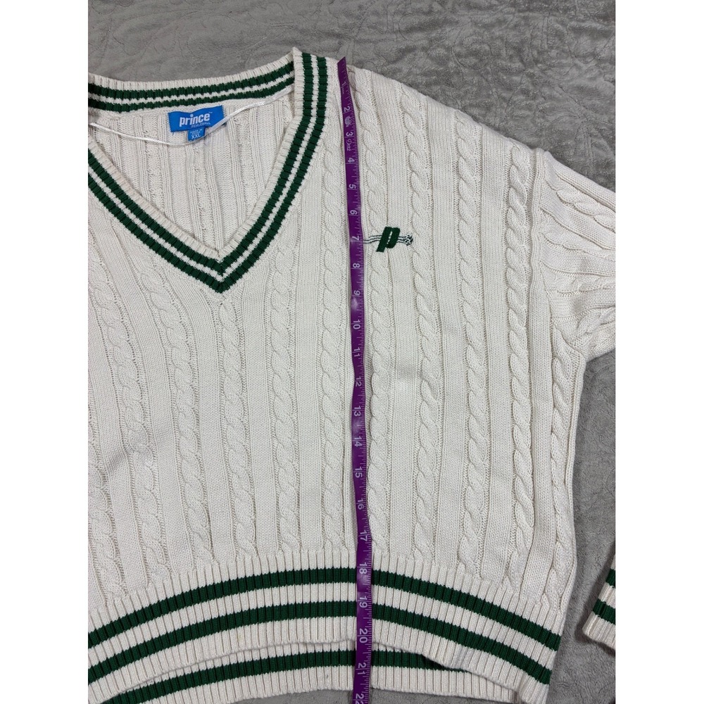 Prince Pickleball Retro Cricket Cable Knit Sweater Size XXL Preppy Tennis - Picture 11 of 11